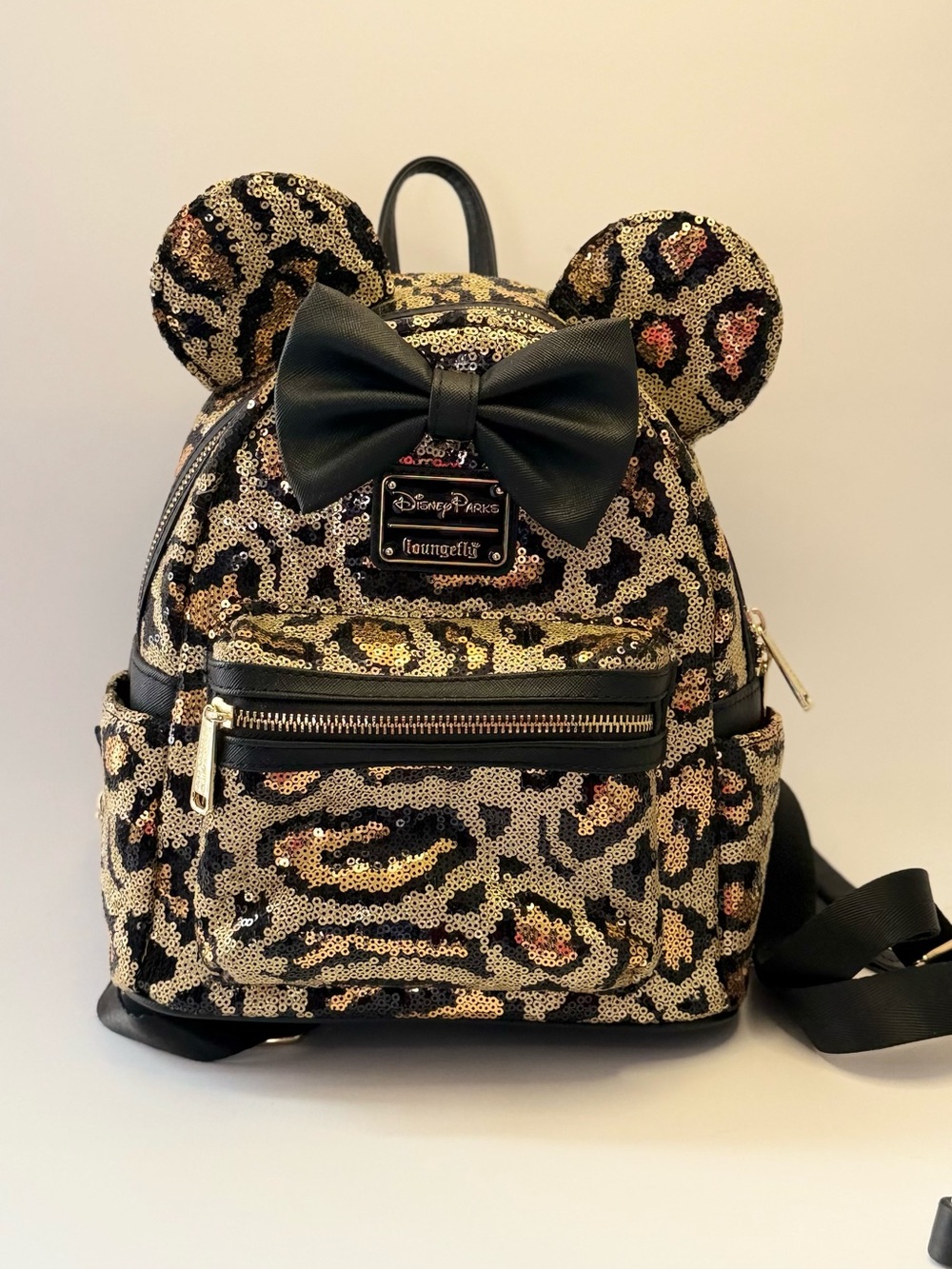 Disney Parks Animal Kingdom Sequin Leopard Loungefly Mini Backpack